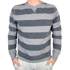 Distillery Apparel Men's Gray Striped Ribbed Long Sleeve T-Shirt Large